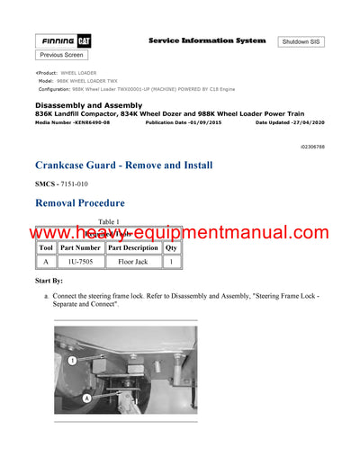 DOWNLOAD CATERPILLAR 988K WHEEL LOADER SERVICE REPAIR MANUAL TWX