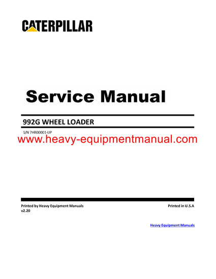 PDF Caterpillar 992G WHEEL LOADER Service Repair Manual 7HR