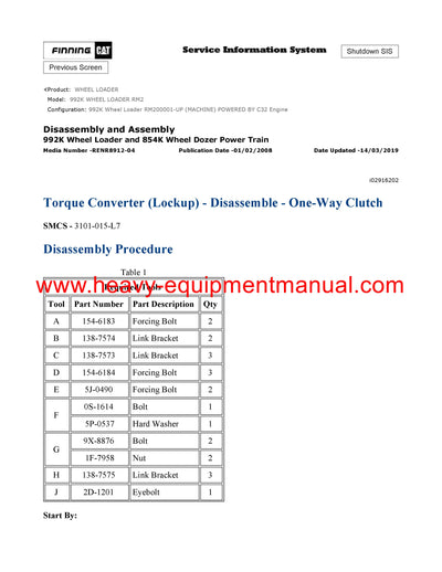 DOWNLOAD CATERPILLAR 992K WHEEL LOADER SERVICE REPAIR MANUAL RM2