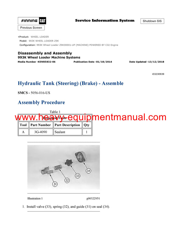 Caterpillar 993K WHEEL LOADER Full Complete Service Repair Manual Z9K