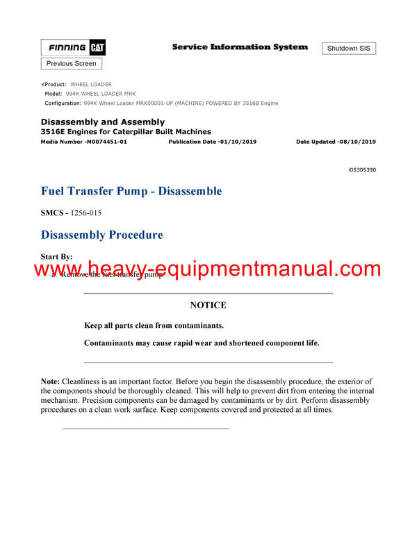 Caterpillar 994K Wheel Loader Full Complete Service Repair Manual MRK