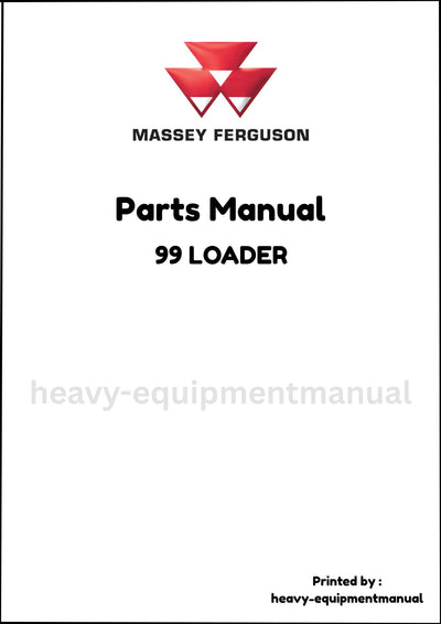 Massey Ferguson 99 LOADER Parts Manual - Download PDF