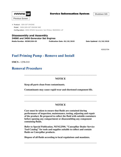 DOWNLOAD CATERPILLAR 3456 GEN SET ENGINE SERVICE REPAIR MANUAL 9BZ