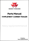 Massey Ferguson 9 IMPLEMENT CARRIER TRAILER Parts Manual - Download PDF