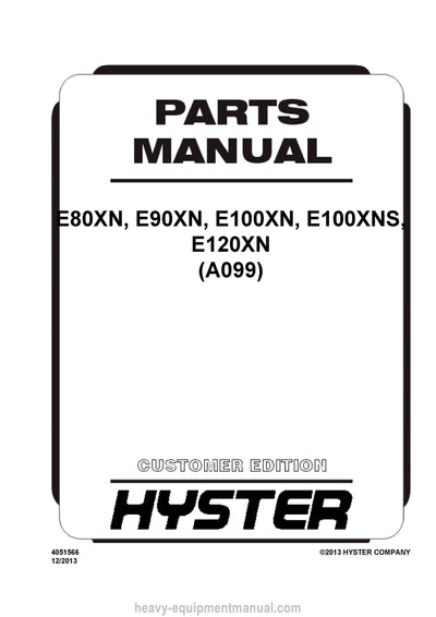 Hyster Forklift Truck Parts Manual - Download PDF