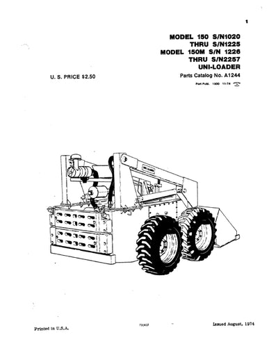Case 150,150M Uni loader Parts Manual A1244