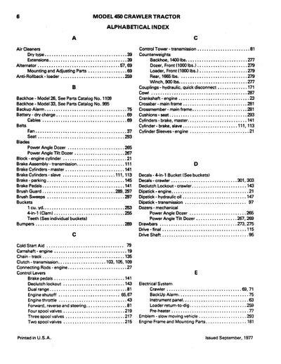 Case 450 Crawler Parts Manual A1303