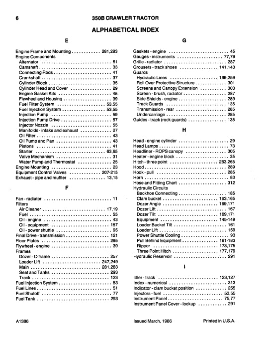 Case 350B Crawler Parts Manual A1386