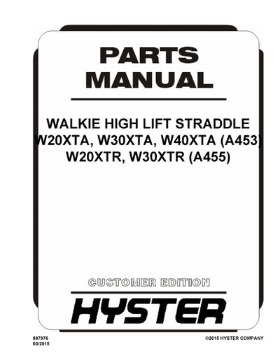 Hyster W20-40XTA (A453) Forklift Parts Manual PDF