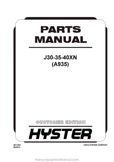 Hyster Forklift Truck Full Complete Parts Catalog Manual PDF