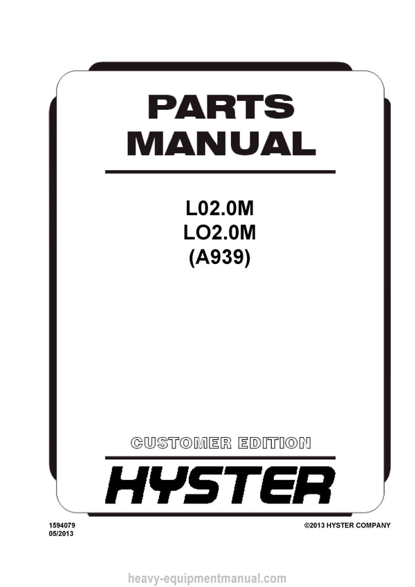 Hyster Forklift Truck Parts Manual - Download PDF