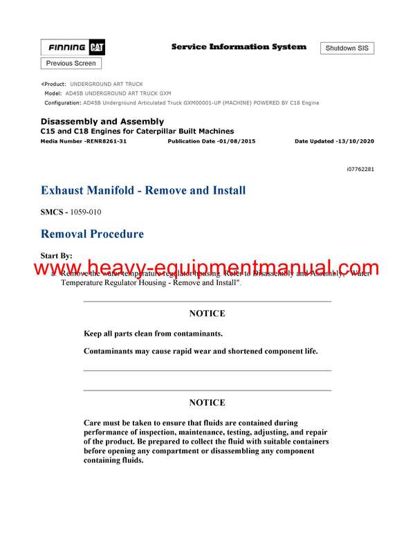 DOWNLOAD CATERPILLAR AD45B UNDERGROUND ART TRUCK SERVICE REPAIR MANUAL GXM