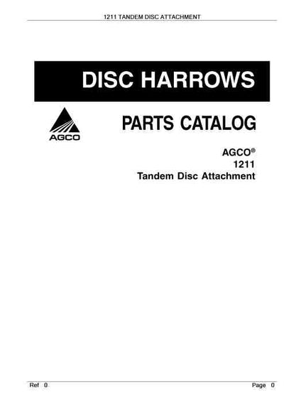 AGCO 1211 Tandem Disc Attachment Parts Manual - PDF Download