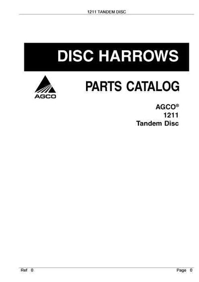 AGCO 1211 Tandem Disc Parts Manual - PDF Download