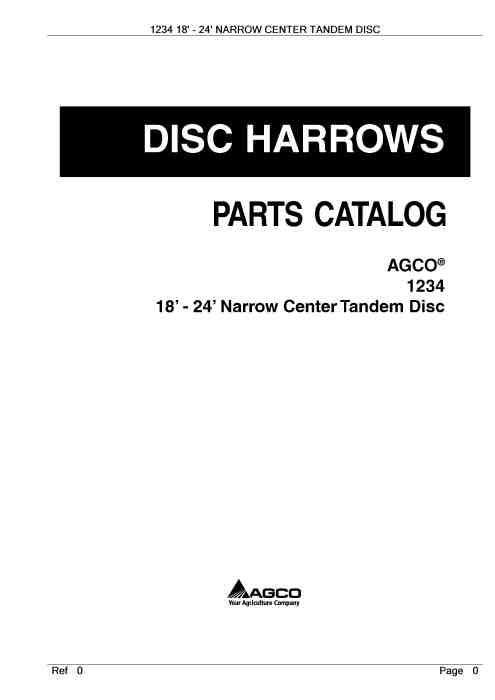 AGCO 1234 18' - 24' Narrow Center Tandem Disc Parts Manual - PDF Download