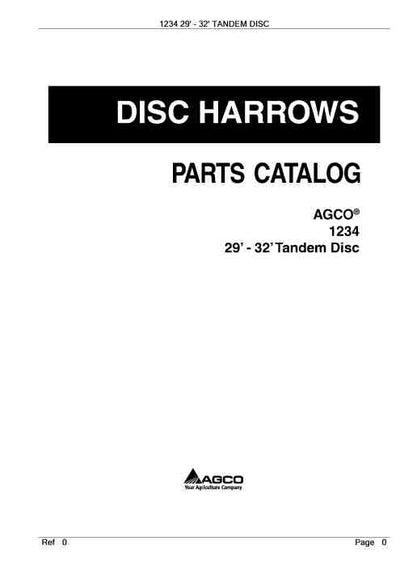 AGCO 1234 29' - 32' Tandem Disc Parts Manual - PDF Download