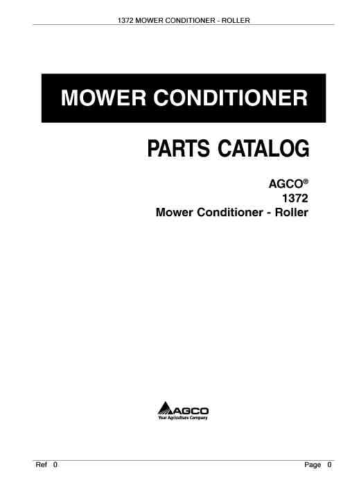 AGCO 1372 Mower Conditioner - Roller Parts Manual - PDF Download
