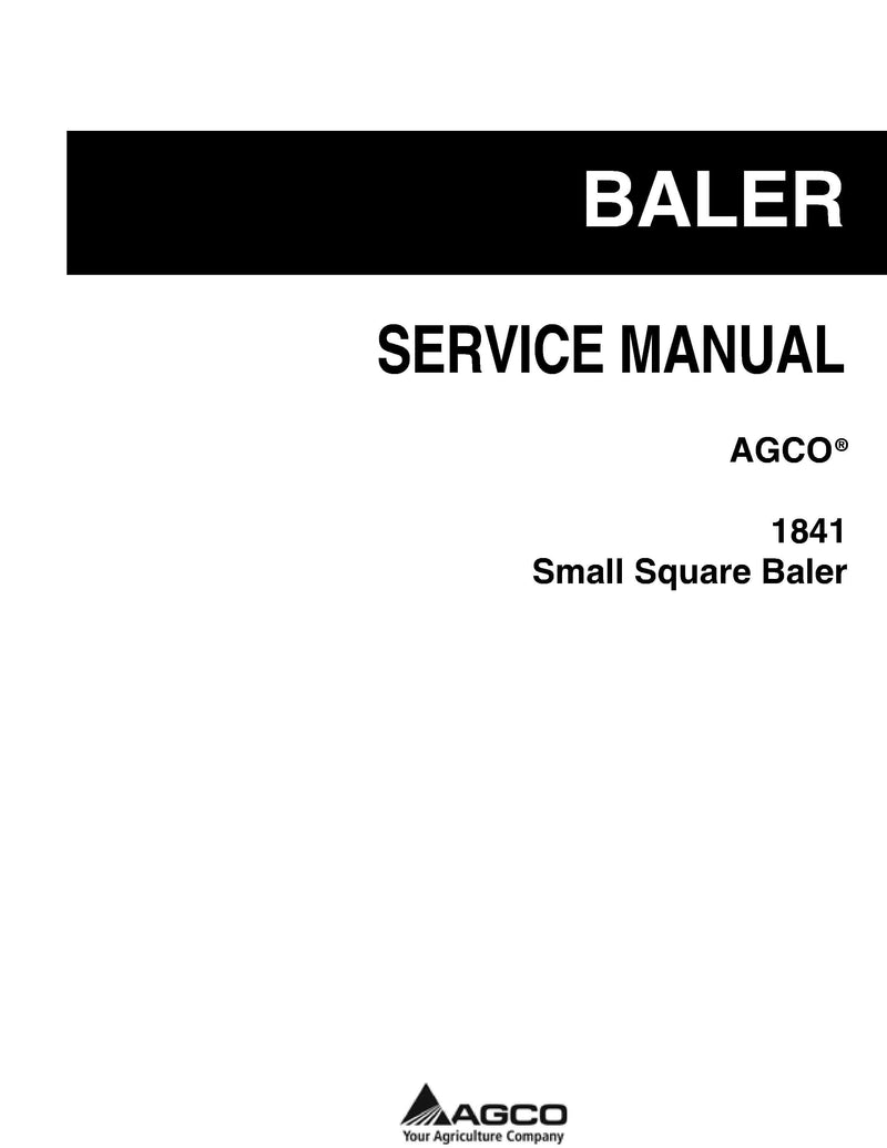 AGCO 1841 Rectangular Baler Service Manual - PDF Download