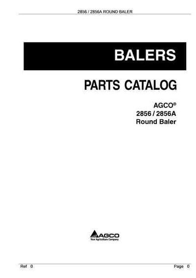 AGCO 2856 / 2856A Round Baler Parts Manual - PDF Download