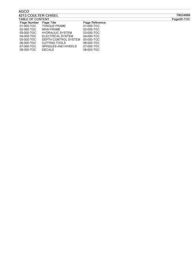 AGCO 4213 Coulter Chisel Parts Manual - PDF Download