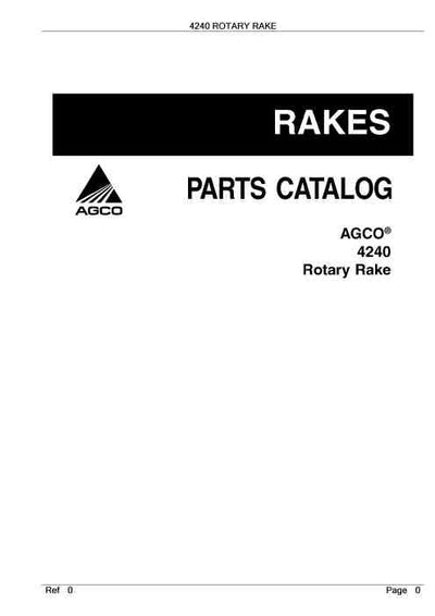 AGCO 4240 Rotary Rake Parts Manual - PDF Download