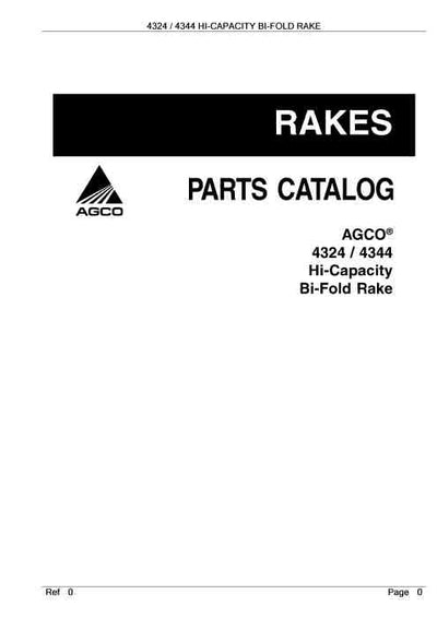 AGCO 4324 / 4344 Hi-capacity Bi-fold Rake Parts Manual - PDF Download