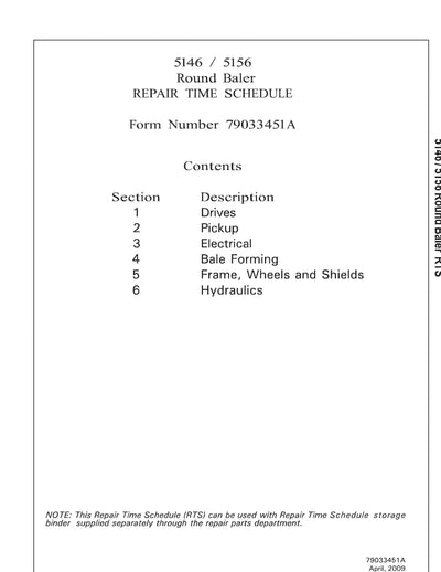 AGCO 5146 Round Baler Repair Time Schedule - PDF Download