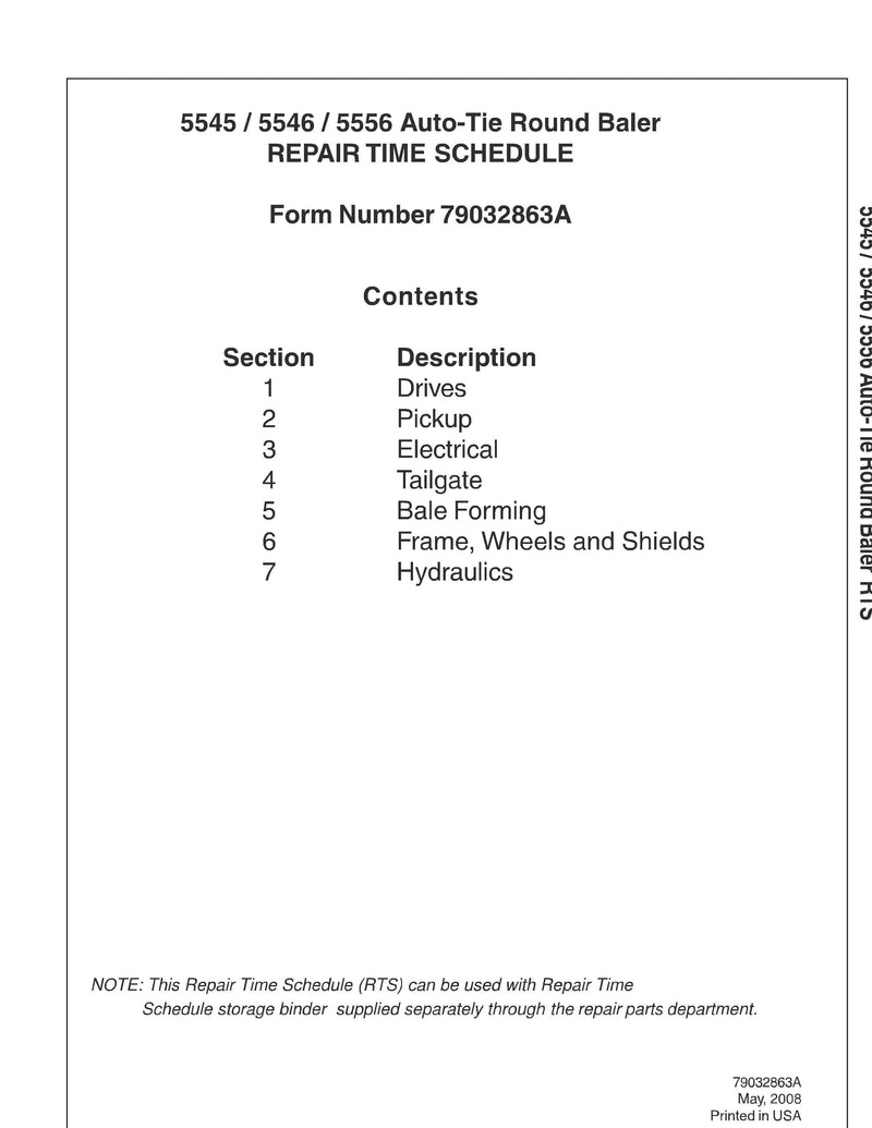 AGCO 5546 Auto-Tie Round Baler Repair Time Schedule - PDF Download