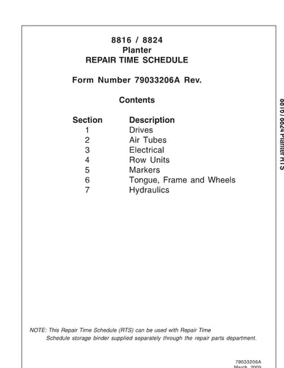 AGCO 8824 Planter Repair Time Schedule - PDF Download