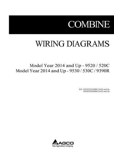 AGCO 9530/530C/9390R Combine Wiring Diagram Manual - PDF Download 