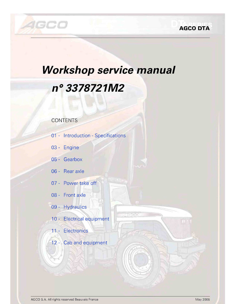 AGCO DT220A Tractor Workshop Service Manual - PDF Download