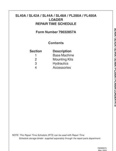 AGCO SL40A Loader Repair Time Schedule - PDF Download