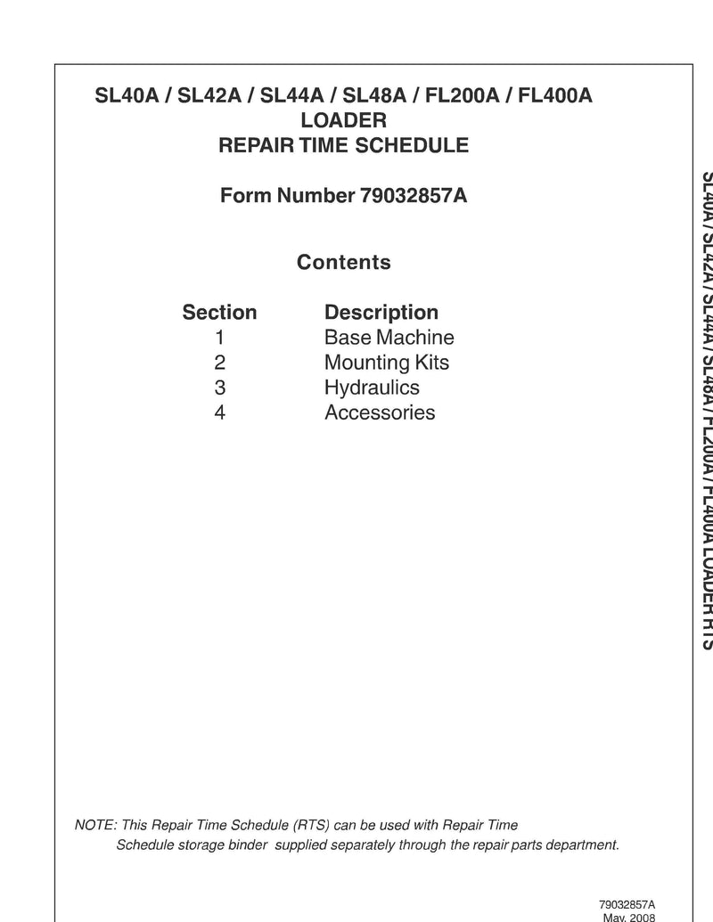 AGCO SL42A Loader Repair Time Schedule - PDF Download