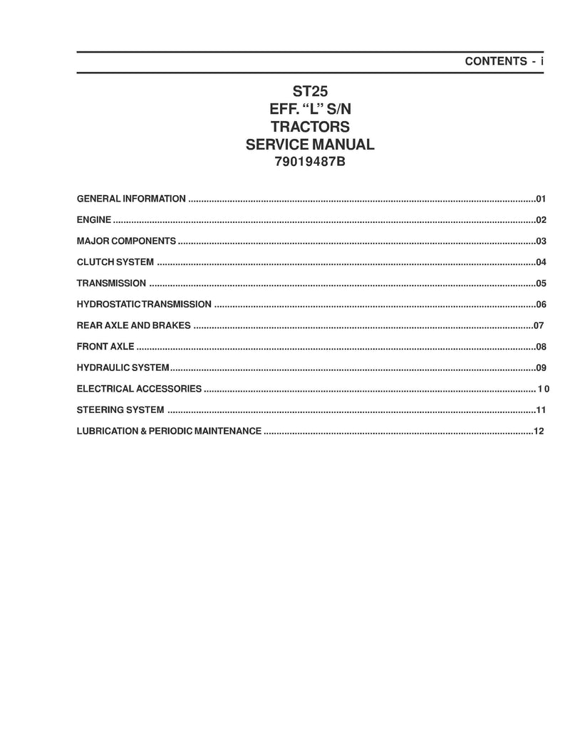 AGCO ST25 Effective "L" S N Compact Tractor Service Manual - PDF Download