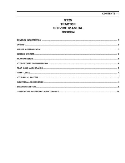 AGCO ST25 PRIOR TO "L" S N Compact Tractor Service Manual - PDF Download