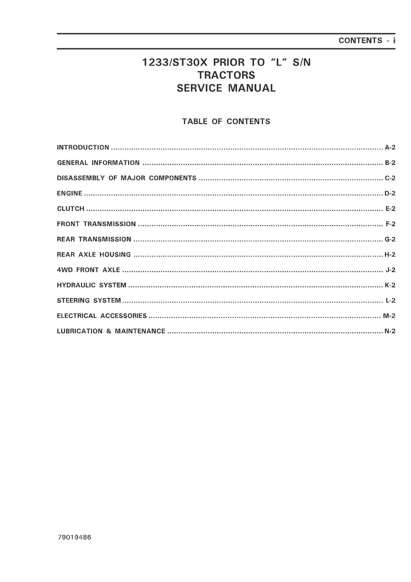 AGCO ST30X Prior to "L" S/N Compact Tractor Service Manual PDF Download