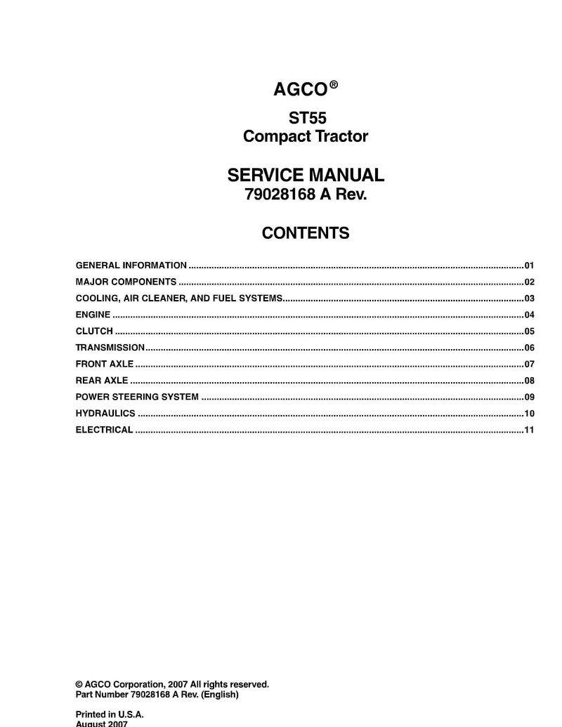 AGCO ST55 Tractor Service Manual - PDF Download