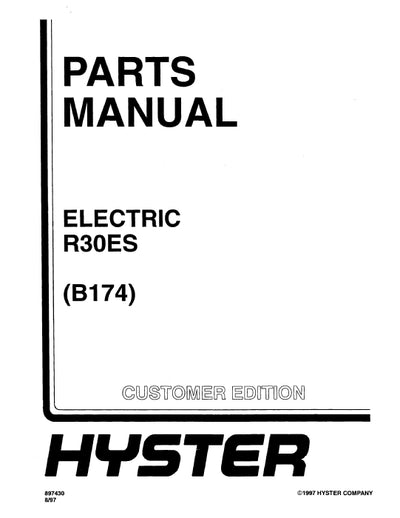 Hyster R30ES (B174) Forklift Parts Manual PDF Download