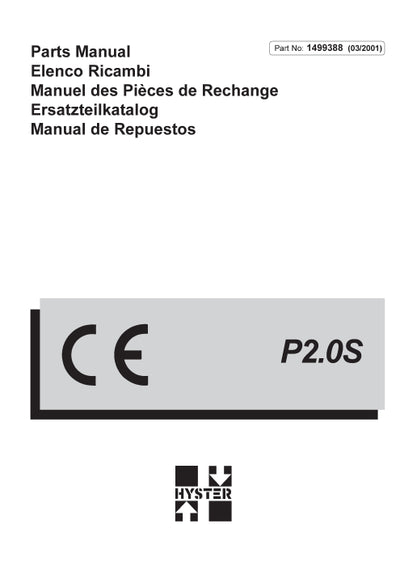Hyster P2.0S (B439) Forklift Parts Manual PDF Download