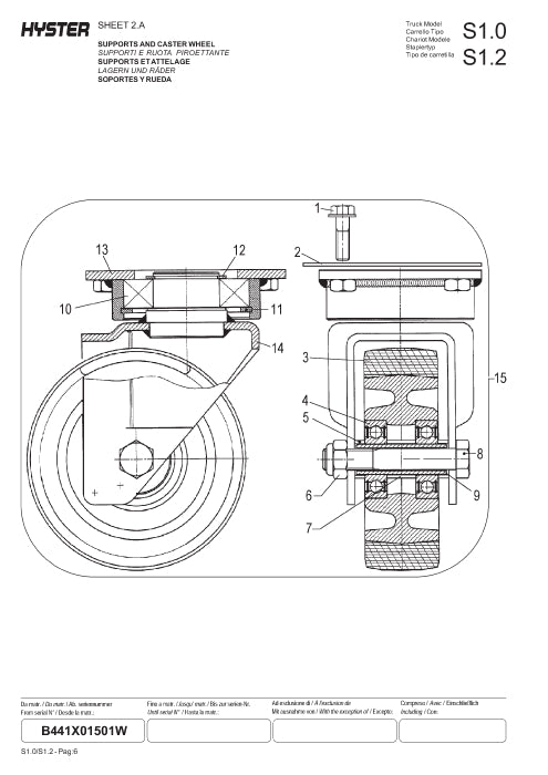 Hyster S1.0 AC, S1.2 AC (B441) Forklift Parts Manual PDF Download