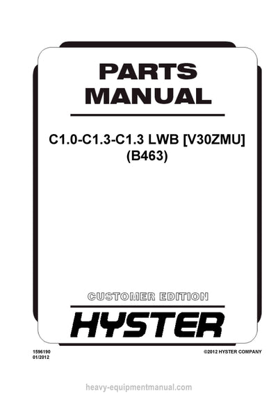 Hyster Forklift Truck Full Complete Parts Catalog Manual PDF