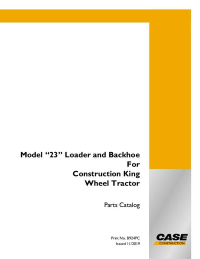 Case 23 Backhoe Loader Parts Manual B924