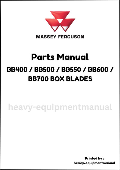 Massey Ferguson BB400 / BB500 / BB550 / BB600 / BB700 BOX BLADES Parts Manual - Download PDF