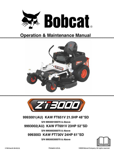 Bobcat ZT3000 Mower Operation And Maintenance Manual - PDF Download