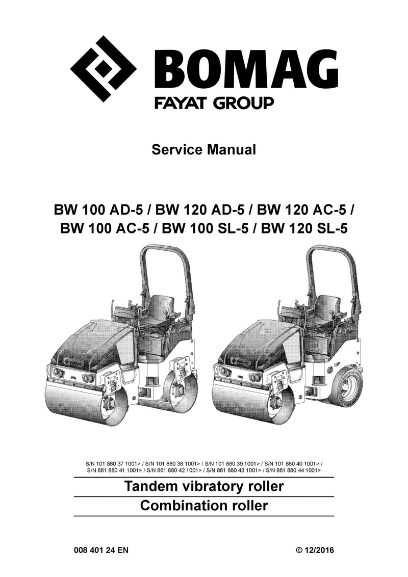 Bomag BW120SL-5 Tandem Vibratory Roller Service Manual - PDF Download