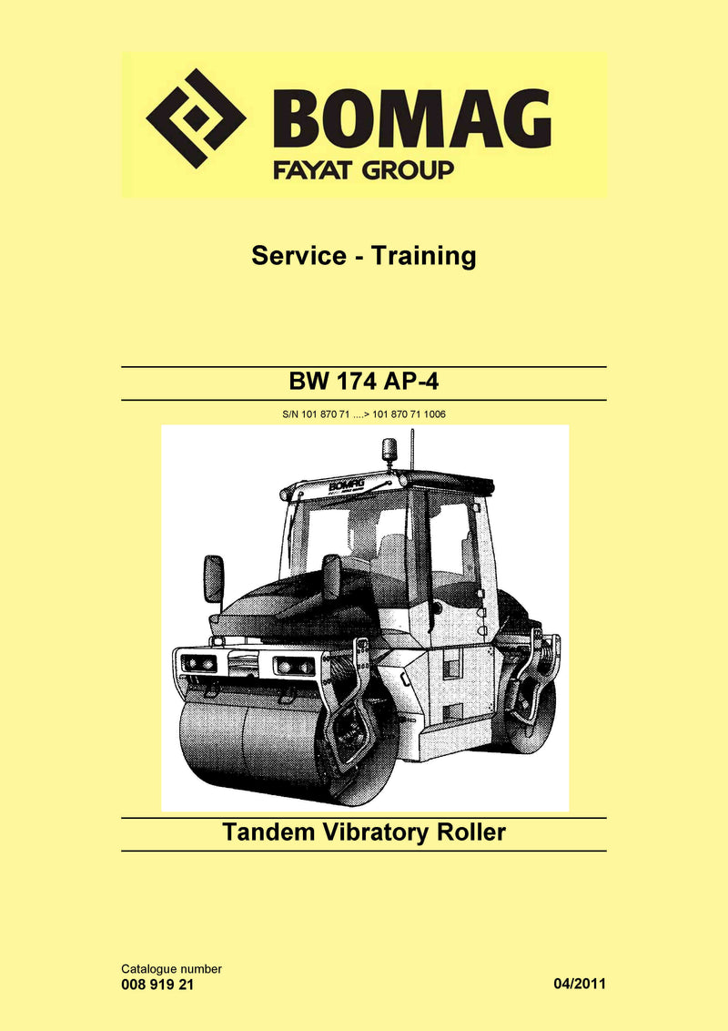Bomag BW 174 AP-4 Static Roller Service Manual - PDF Download