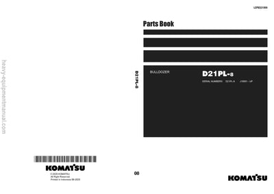 Komatsu D21PL-8 Bulldozer Parts Manual SN J10001-UP