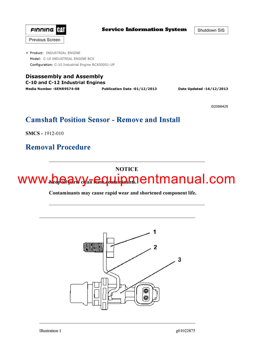 Download Caterpillar C-10 INDUSTRIAL ENGINE Service Repair Manual BCX