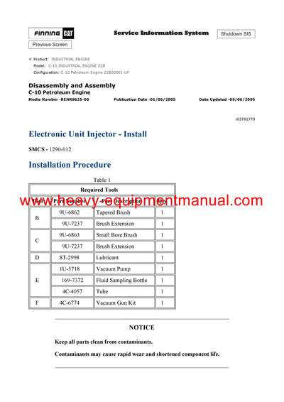 DOWNLOAD CATERPILLAR C-10 INDUSTRIAL ENGINE SERVICE REPAIR MANUAL Z2B