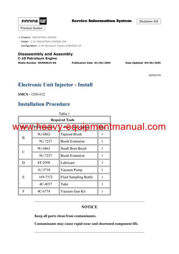 DOWNLOAD CATERPILLAR C-10 INDUSTRIAL ENGINE SERVICE REPAIR MANUAL Z2B